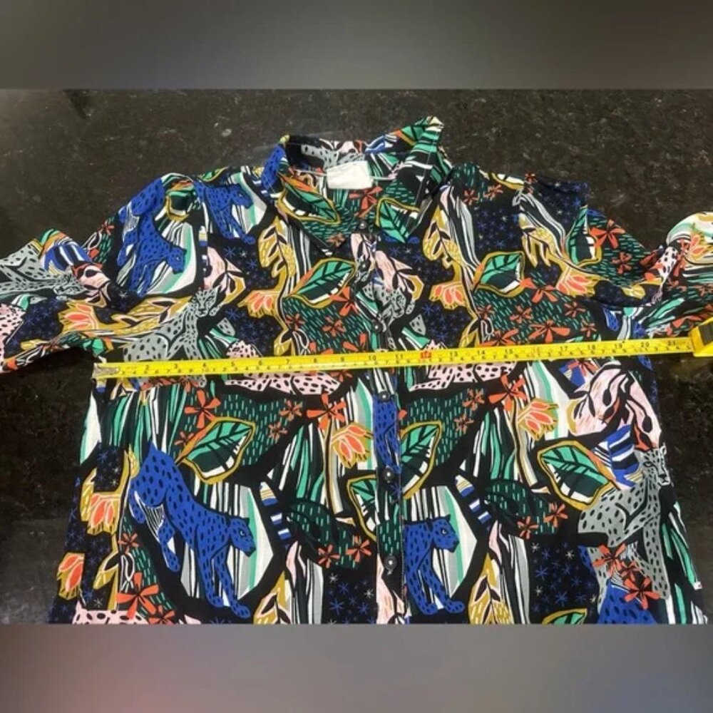 Anthropologie Maeve Masha Volnova Carmiel Buttondown Jungle Animal Print Size 10 - Picture 8 of 9